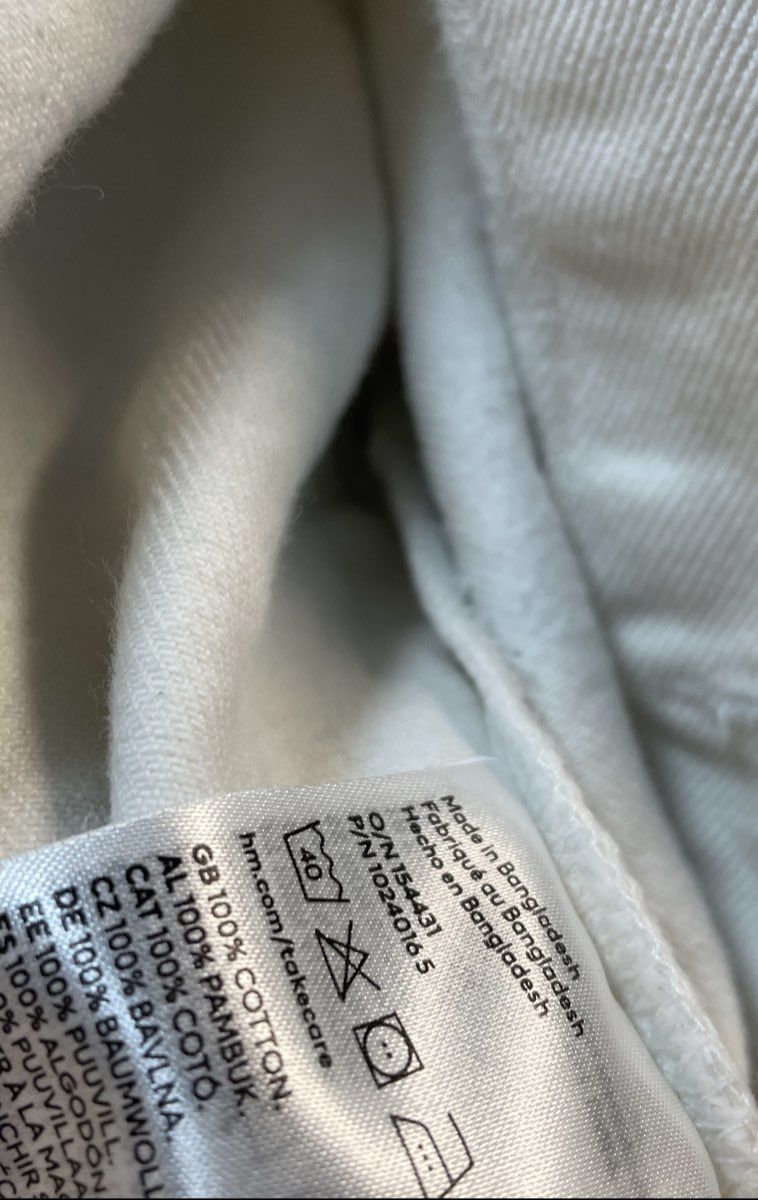 &Denim Women's White Cropped Raw Hem Cotton Denim Jacket Sz S