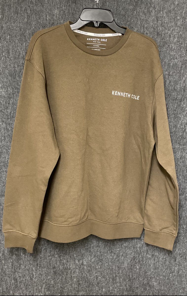 Kenneth Cole Men's Brown Crewneck Logo Pullover Sweatshirt Sz L