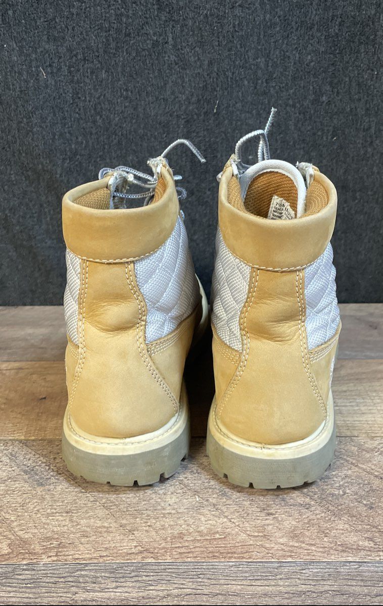 Timberland 16371 6-Inch Quilted Wheat Tan White Leather Boots Size 7.5