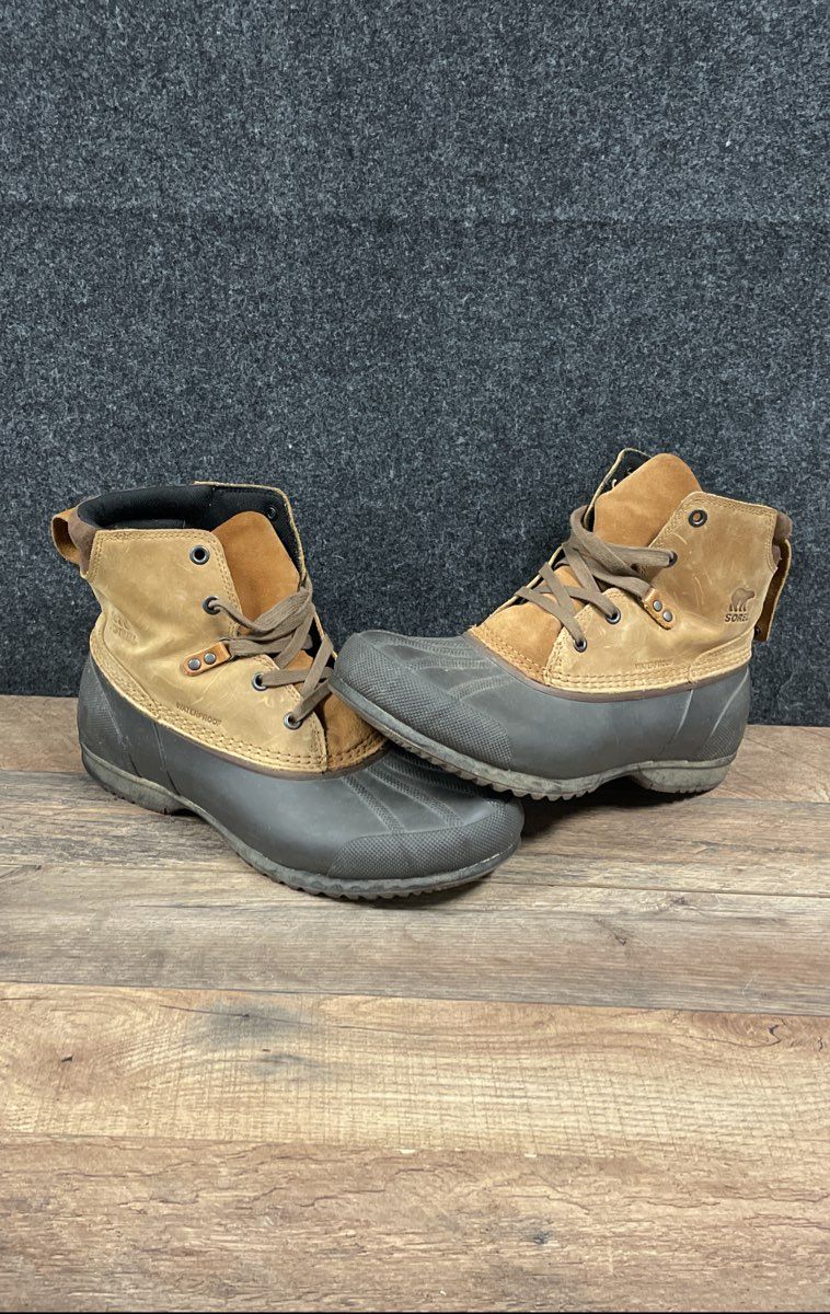 Sorel Cheyanne II Lace Elk Black Waterproof Leather Duck Boots Men's Size 11