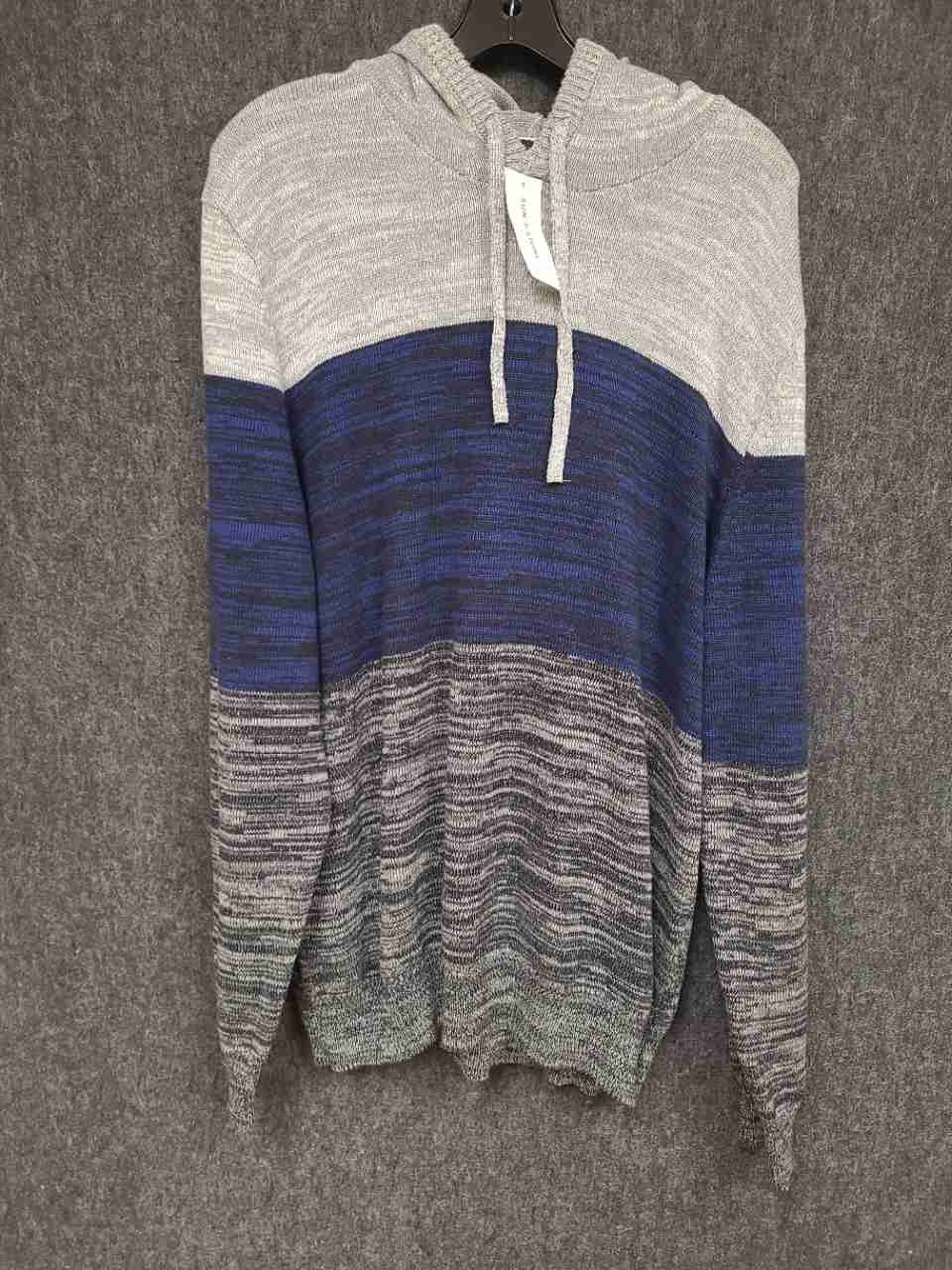 Sun + Stone Men's Sweater Hoodie Gray Blue Colorblock Marled Cotton Sz XL NWT