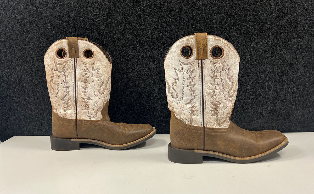 Cody James 43108 Brown Cream Square Toe Western Cowboy Boots Youth Size 5D
