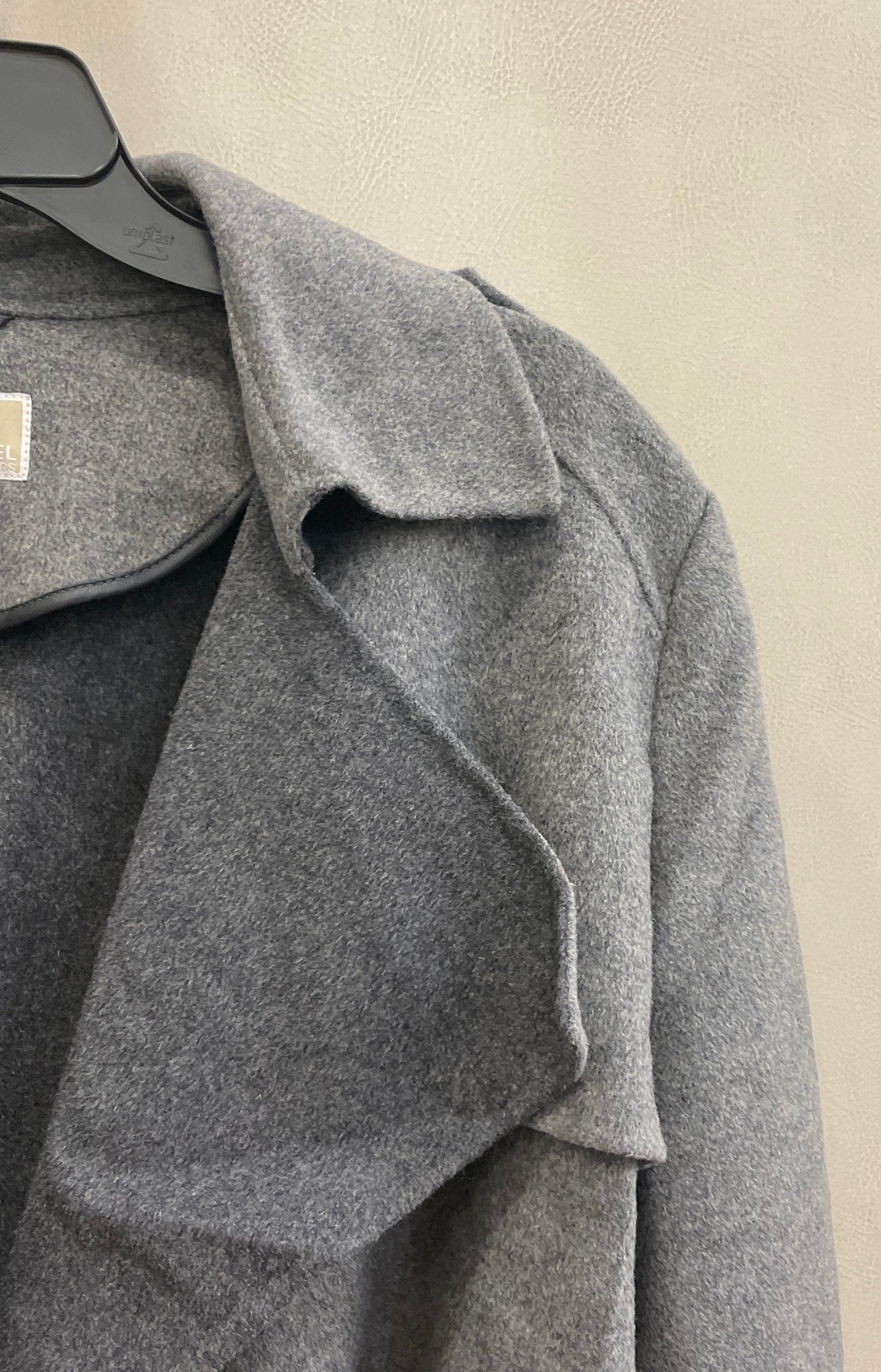 Michael Kors Women's Grey Wool Blend Wrap Drape Front Belted Trench Coat Sz XL