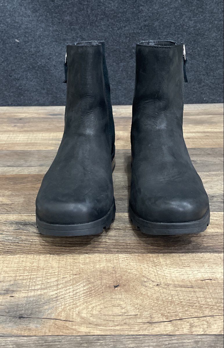 Sorel Lolla II Chelsea Black Leather Waterproof Ankle Boots Women's Size 9.5