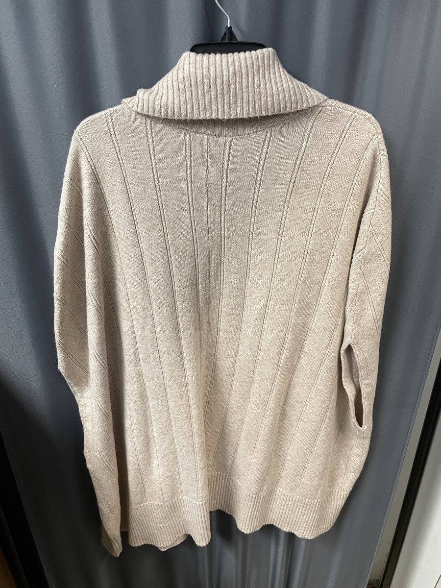 Dillard's Women's Beige Ribbed Knit Sleeveless Shawl Cardigan Wrap OSFA NWT