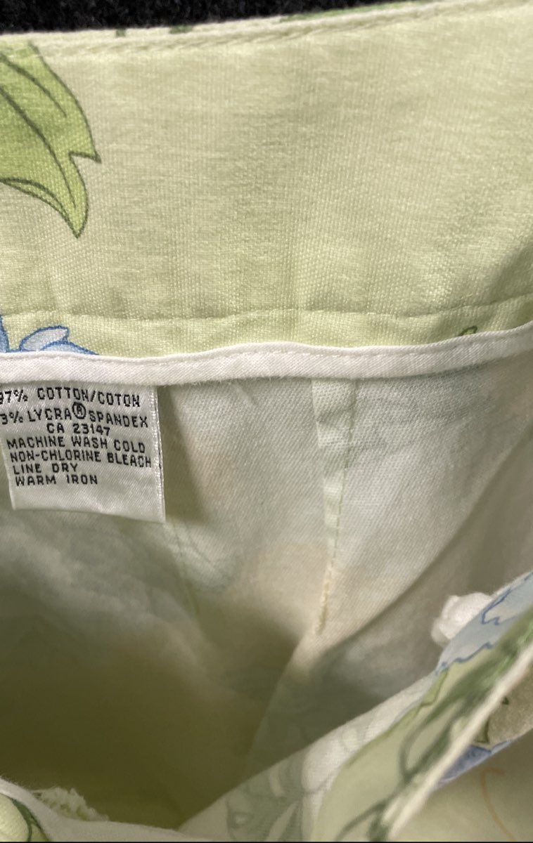 Vintage 90s Talbots Women's Petites Floral Green Stretch Pants Sz 6 NWT