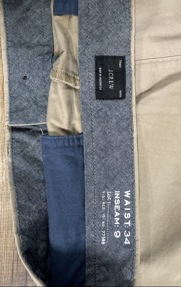 J. Crew Men's Tan Khaki Chino Shorts Flat Front Cotton Size 34x9