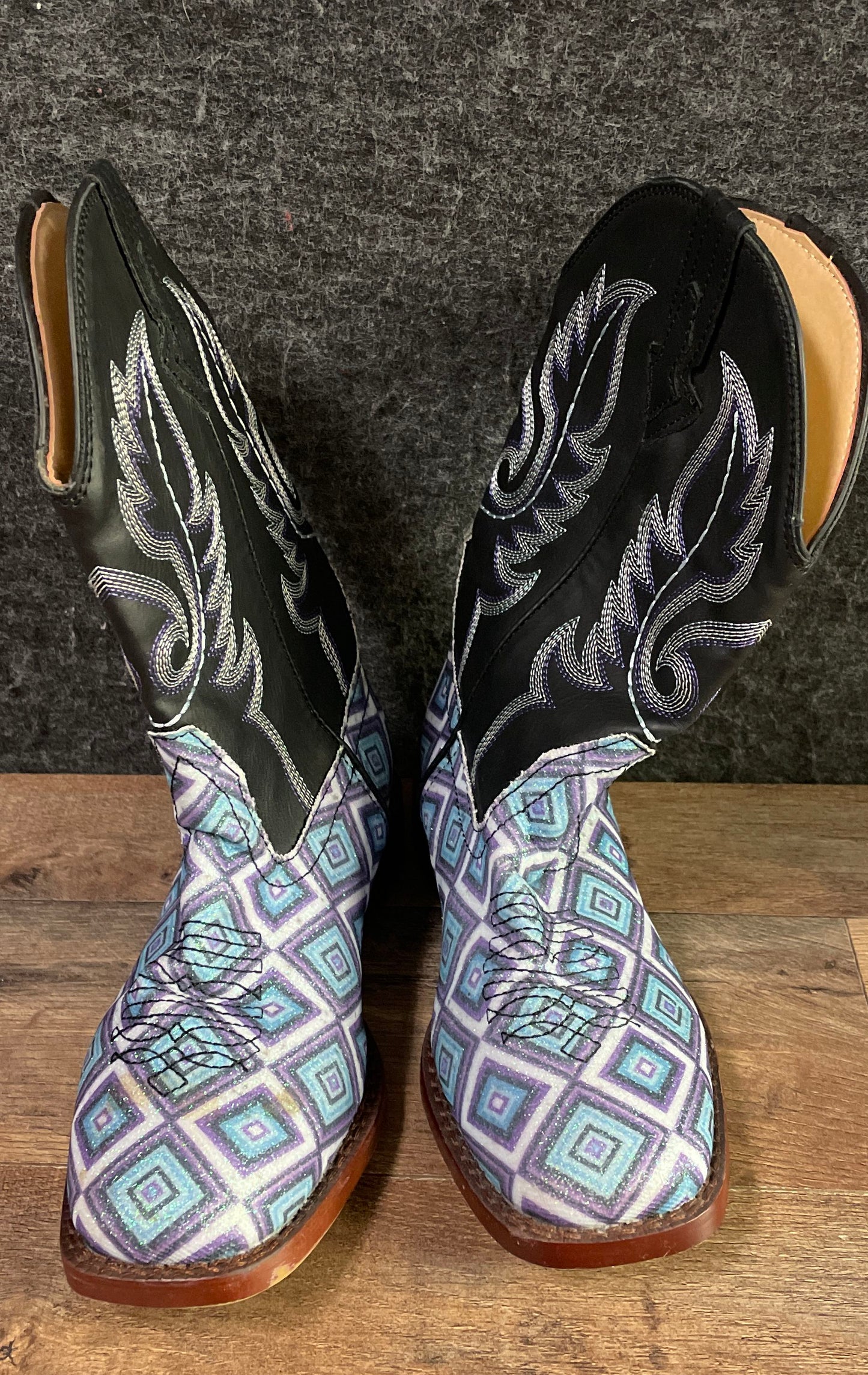 Roper Little Kids Glitter Geometric Square Western Cowboy Boots Size 3