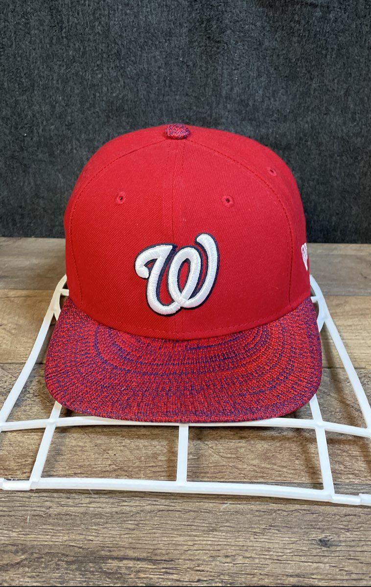 New Era Men's Washington Nationals Red 9Fifty Snapback Hat Textured Brim OSFM