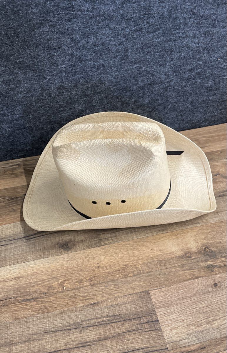 Vintage Artel Men's Tan Woven Straw Western Cowboy Hat Sz 6 7/8