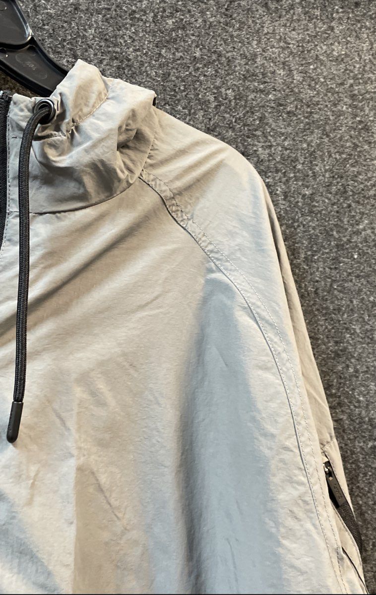 CSG Men's Grey Full Zip Hooded Windbreaker Jacket Nylon Cotton Blend Sz L