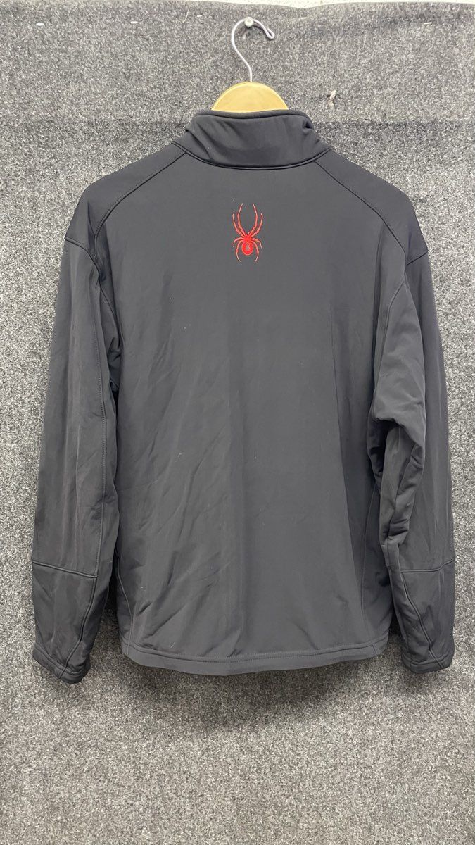 Spyder Men's Black Softshell Full Zip Jacket Embroidered Logo Fleece Lined Sz 52