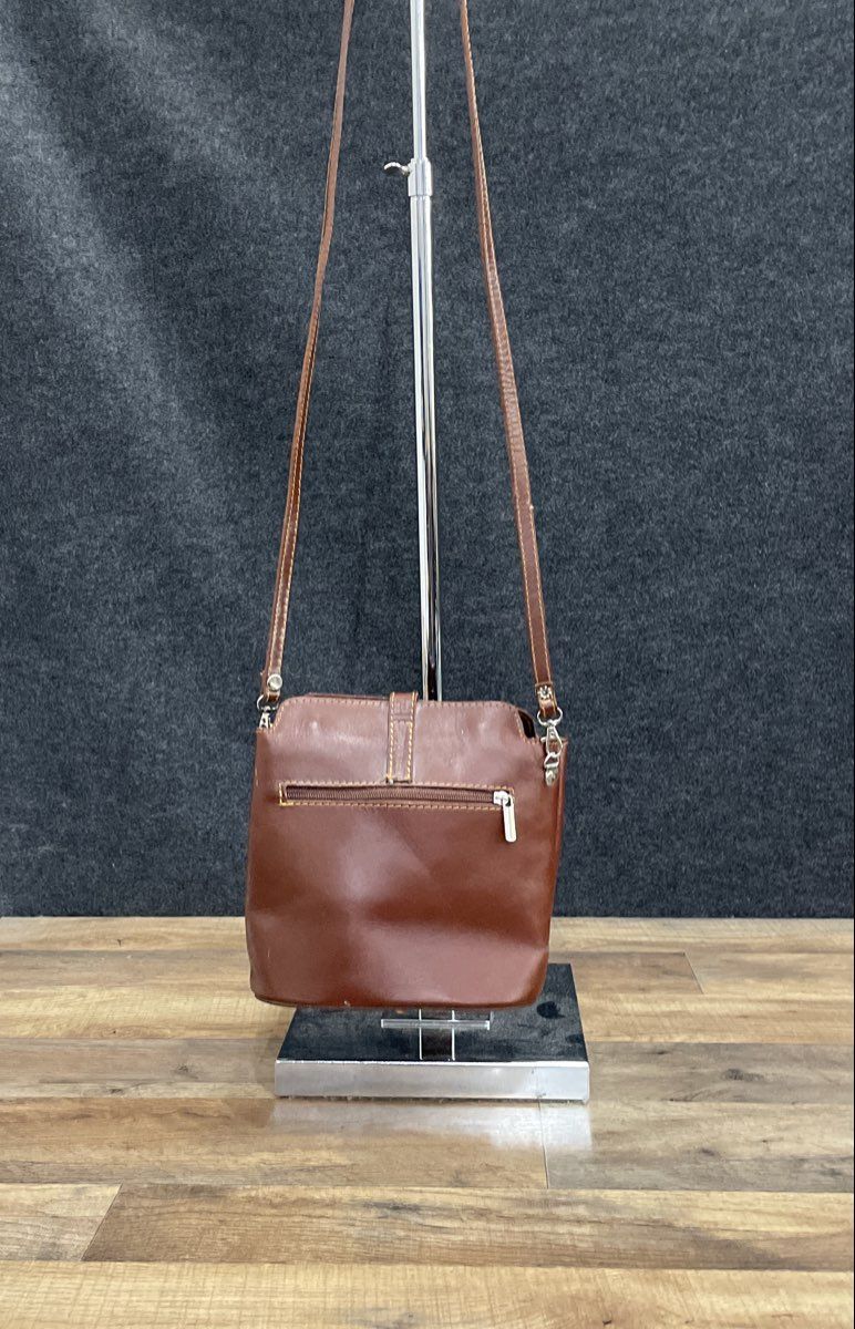 Vintage Vera Pelle Brown Leather Crossbody Bag Made in Italy