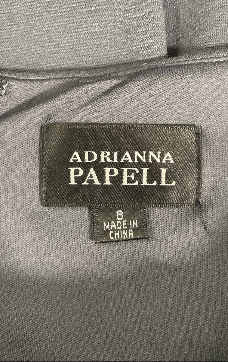 Adrianna Papell Women's Gray Long Sleeve Bow Shoulder Sheath Dress Size 8