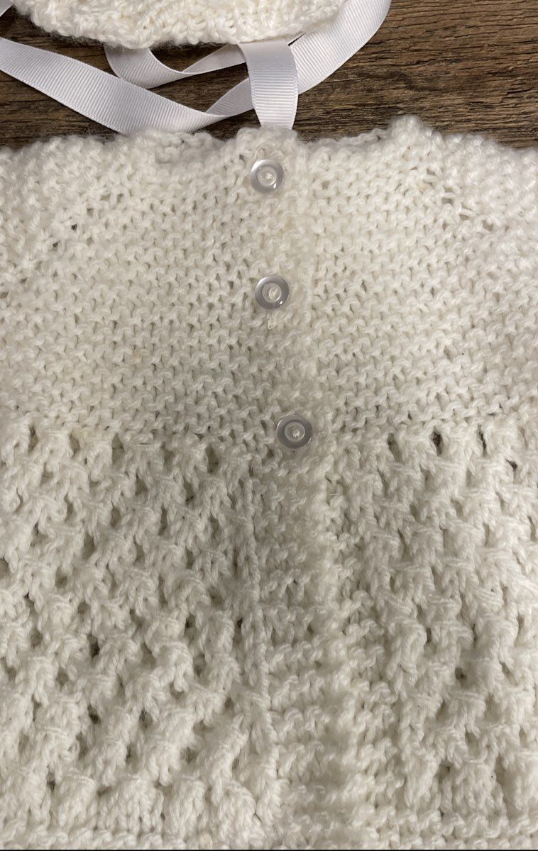 Vintage Handmade Crochet Baby Outfit Set Lot 2 Mint Green White Bonnet Booties