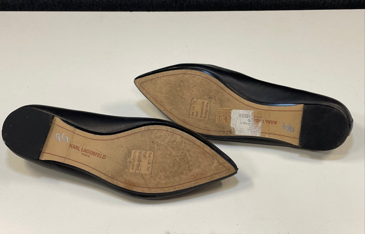 Karl Lagerfeld Paris Leopard Print Calf Hair Pointed Toe Leather Flats Size 8
