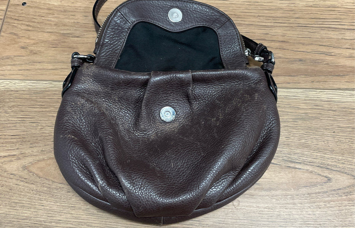 Marc Jacobs Brown Pebbled Leather Natasha Crossbody Bag Silver Hardware