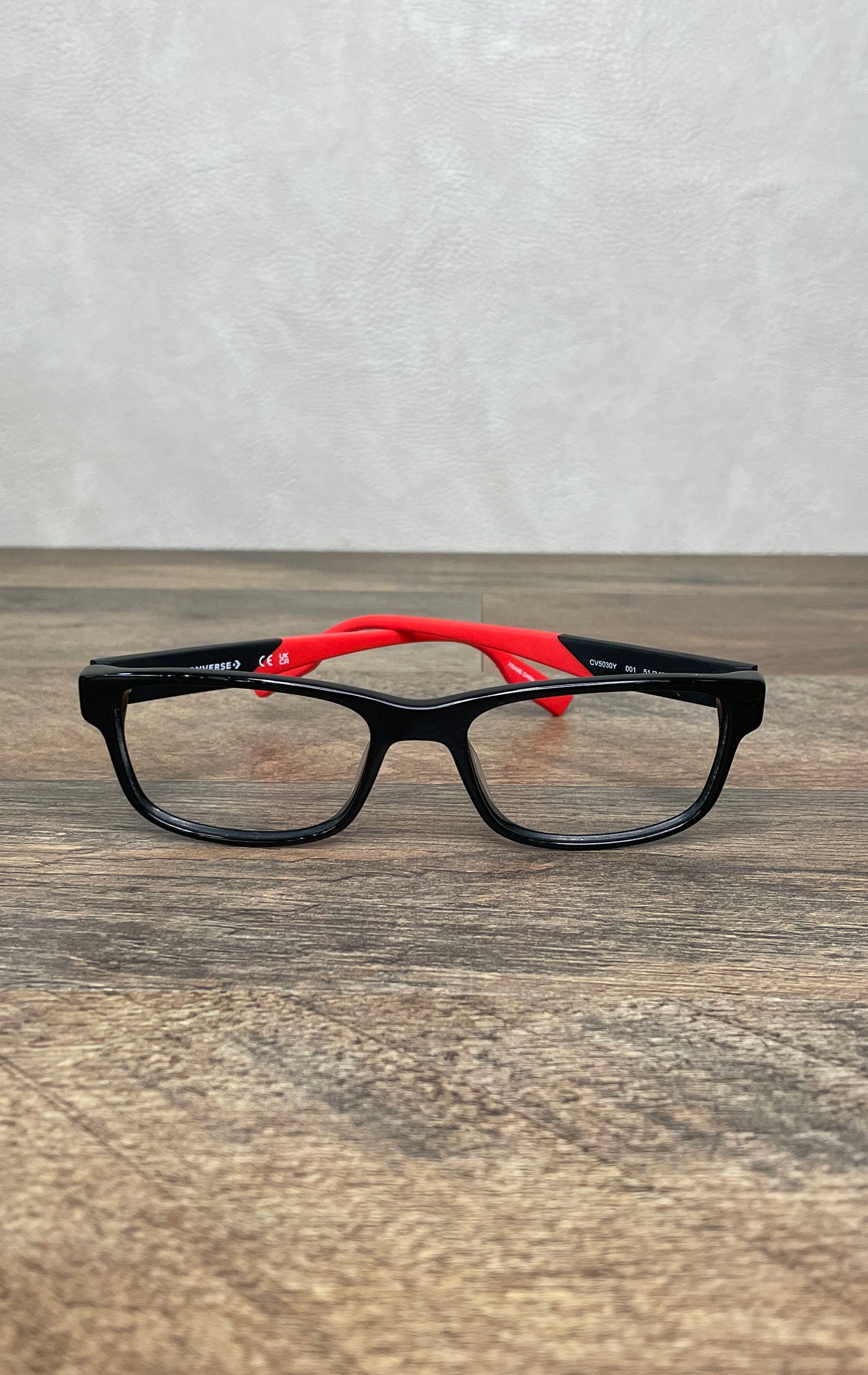 Converse Youth Eyeglasses Frames Black Red Square CV5030Y Size 51-17-140