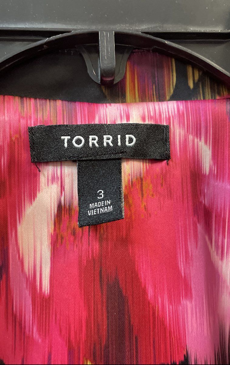 Torrid Women's Black Pink Floral Satin Open Front Blazer Jacket Plus Size 3