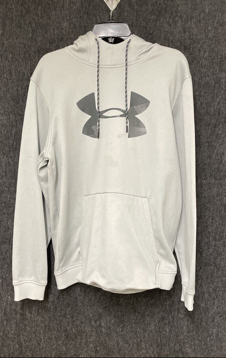 Under Armour Men's Gray ColdGear Logo Pullover Hoodie Loose Fit Sz L