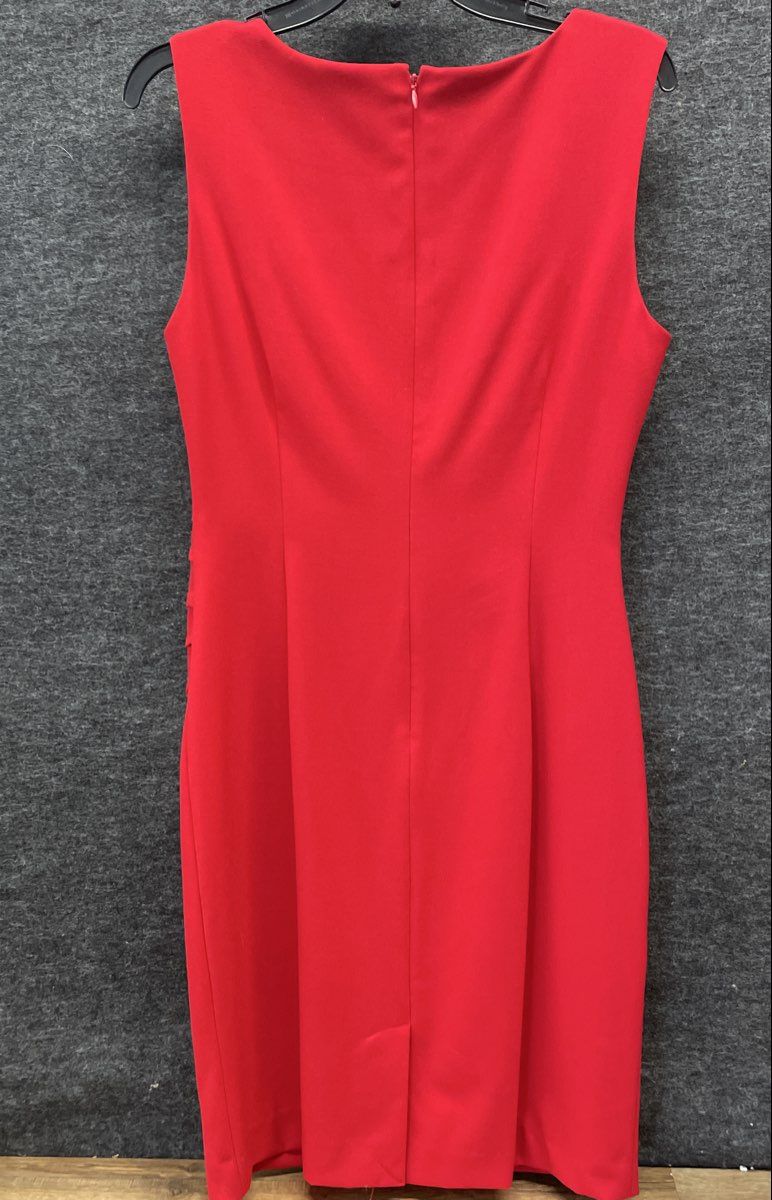 Calvin Klein Women's Red Sleeveless Asymmetrical Tiered Sheath Dress Size 10 NWT