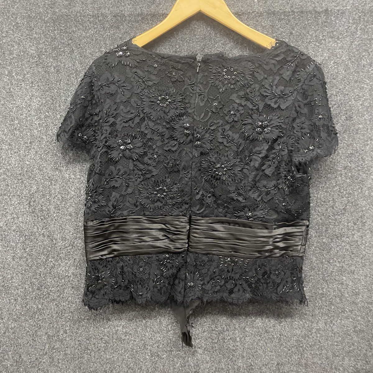 May Queen Couture Women's Black Floral Lace Beaded Evening Blouse Size 3XL