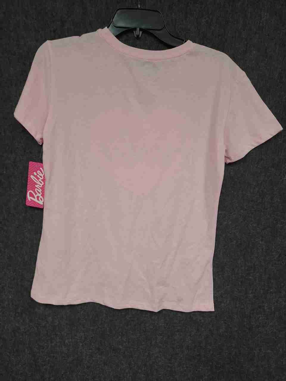 Barbie Girls Pink Glitter Heart Leopard Print Short Sleeve T-Shirt NWT Size 14