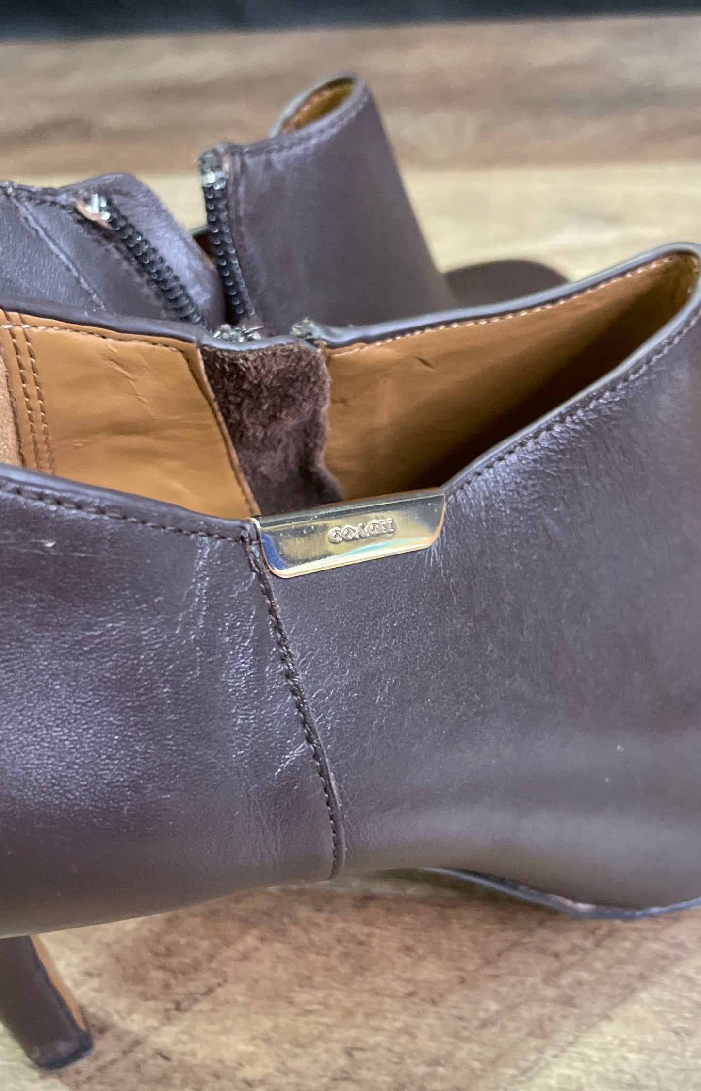 Coach Seneca Chocolate Brown Leather Ankle Booties Women's Size 7.5 B