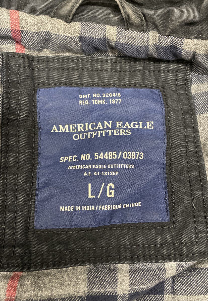 Vintage American Eagle Flannel Lined Military Field Canvas Jacket Coat Sz L