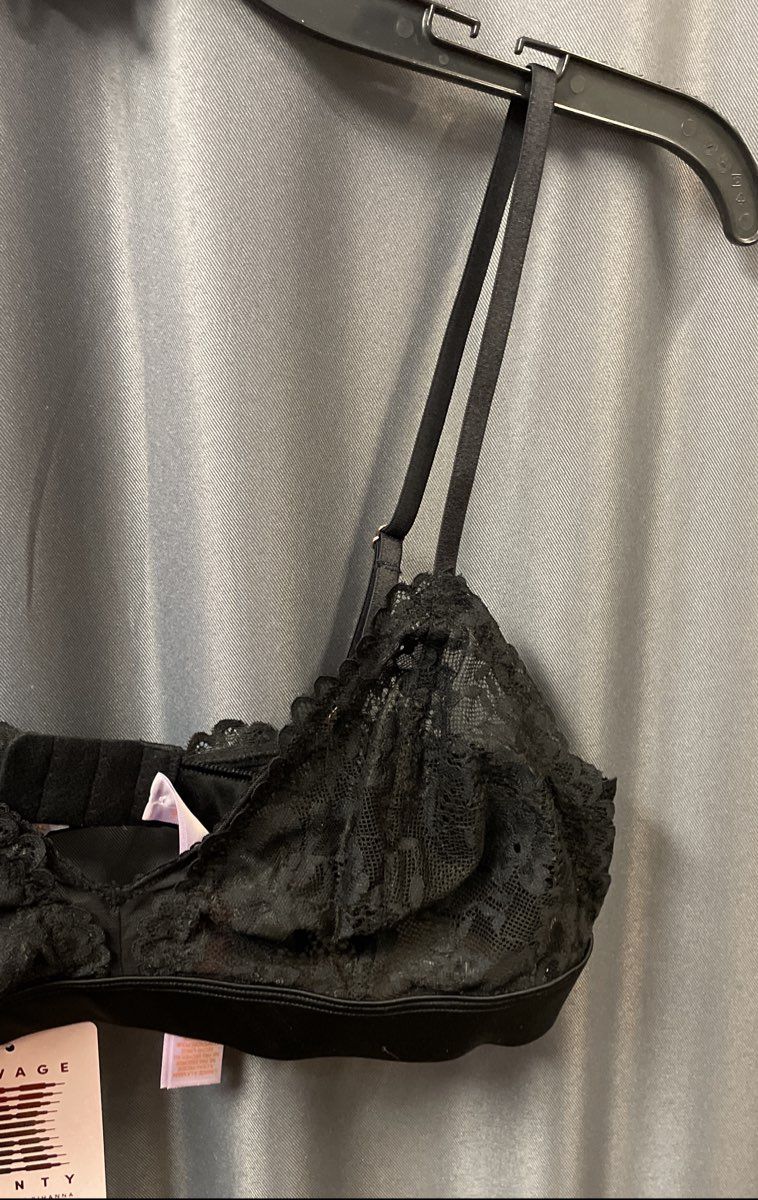 Savage x Fenty Women's Black Floral Lace Bralette Bra Unlined NWT Size Large