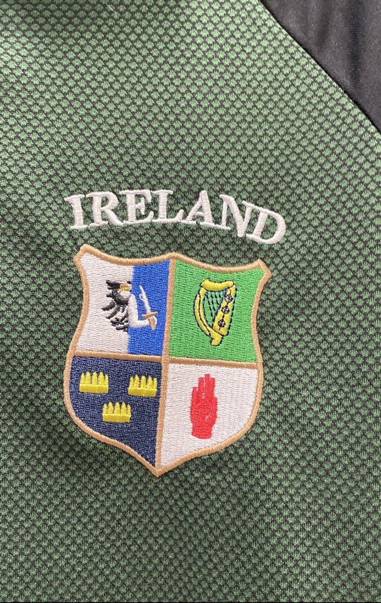 Lansdowne Men's Ireland Polo Shirt Jersey Green Black Provinces Crest Sz M