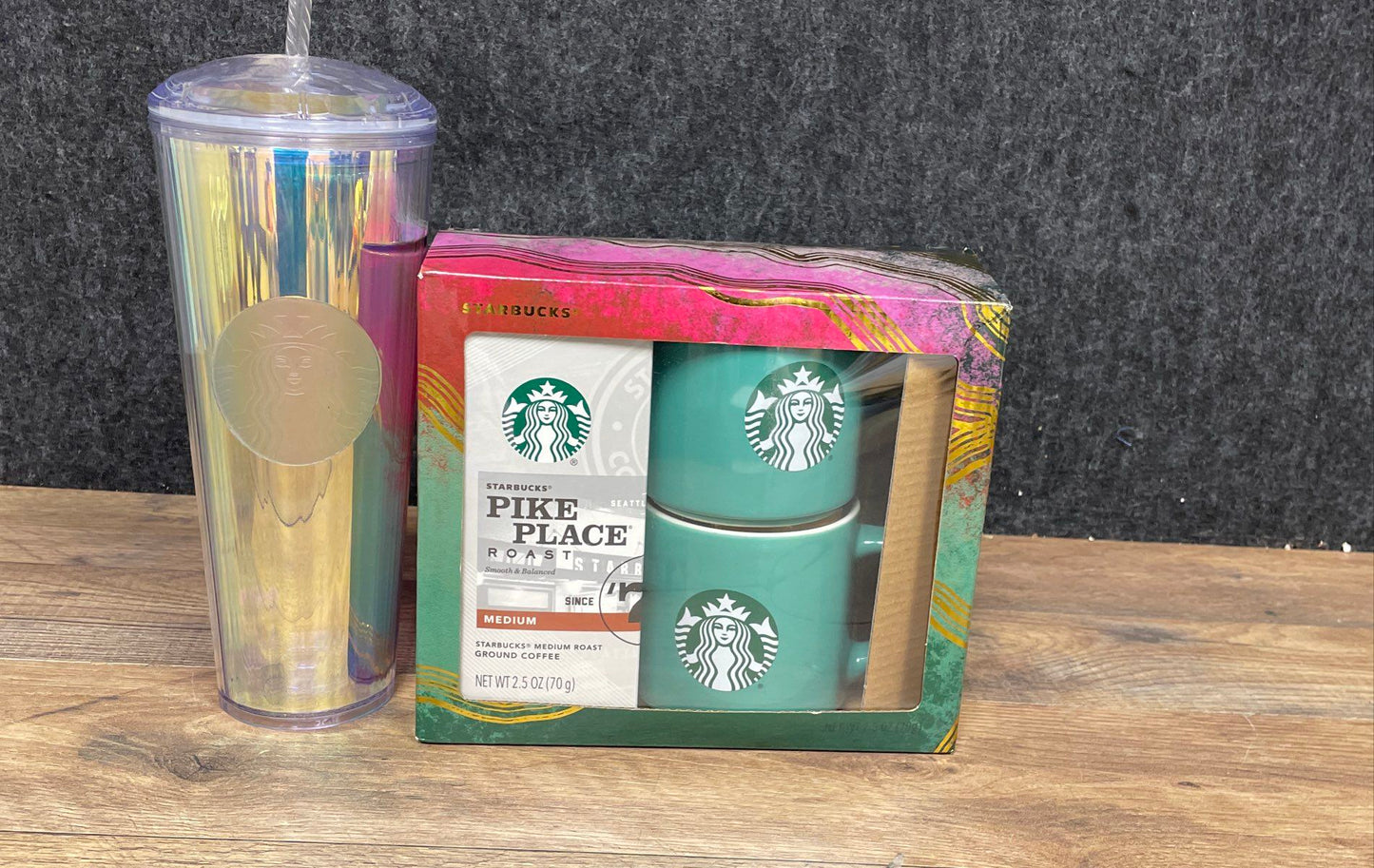 Starbucks Iridescent Tumbler & 2022 Stacking Mug Coffee Gift Set 3pc Lot New