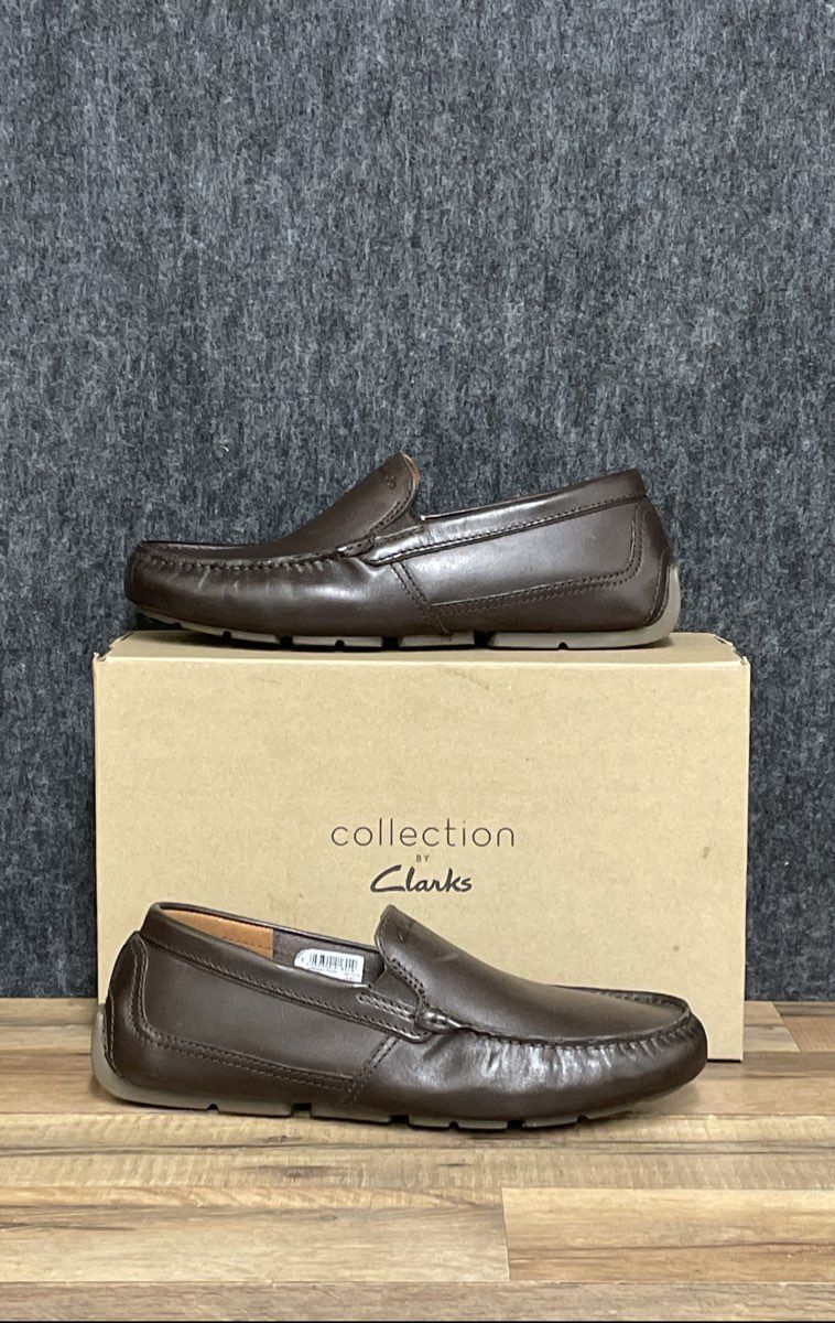 Clarks Markman Plain Dark Brown Leather Driving Loafers Size 8.5 M