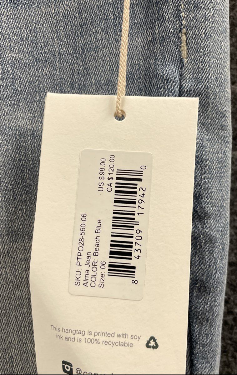 Carve Designs Women's Alma Jeans Beach Blue High Rise Skinny Raw Hem NWT Sz 6