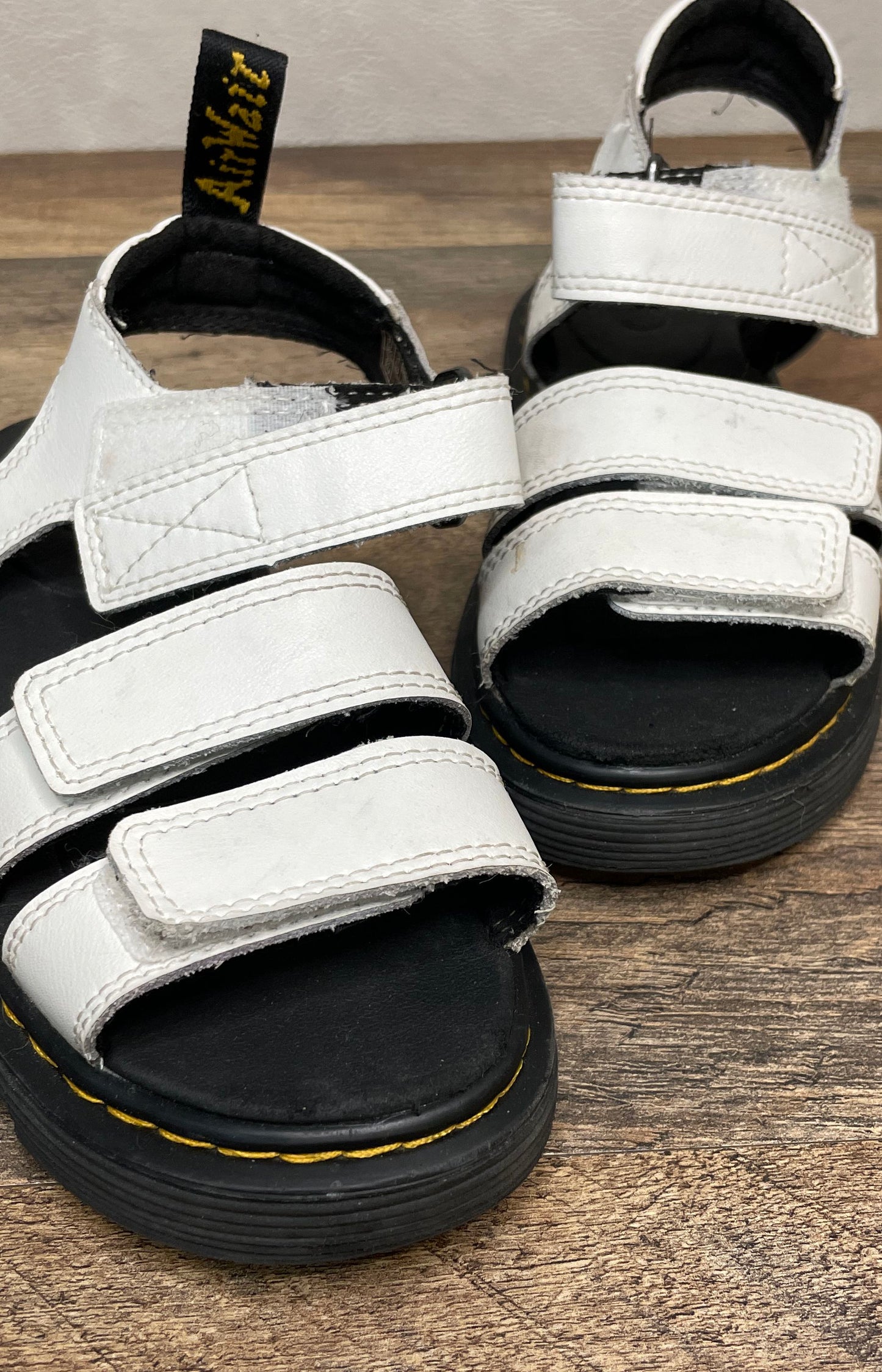 Dr. Martens Klaire J White Leather Triple Strap Youth Sandals Size 1