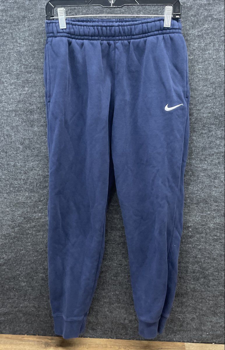 Nike Men's Navy Blue Fleece Jogger Sweatpants Embroidered Swoosh Logo Size M