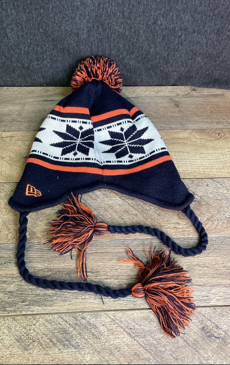 New Era University of Virginia UVA Winter Hat Navy Orange Earflap Beanie OSFM