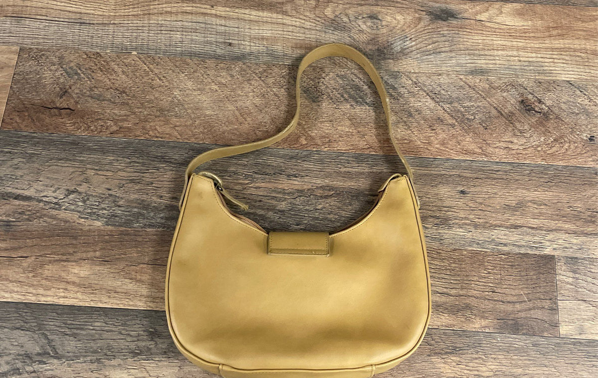 Vintage l.e.i. Tan Floral Embroidered Hobo Shoulder Bag Y2K Boho Brass Clasp