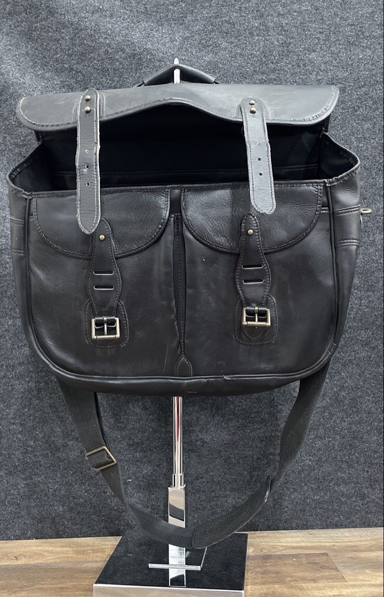 Unbranded Black Leather Messenger Briefcase Bag Large Shoulder Laptop Tote