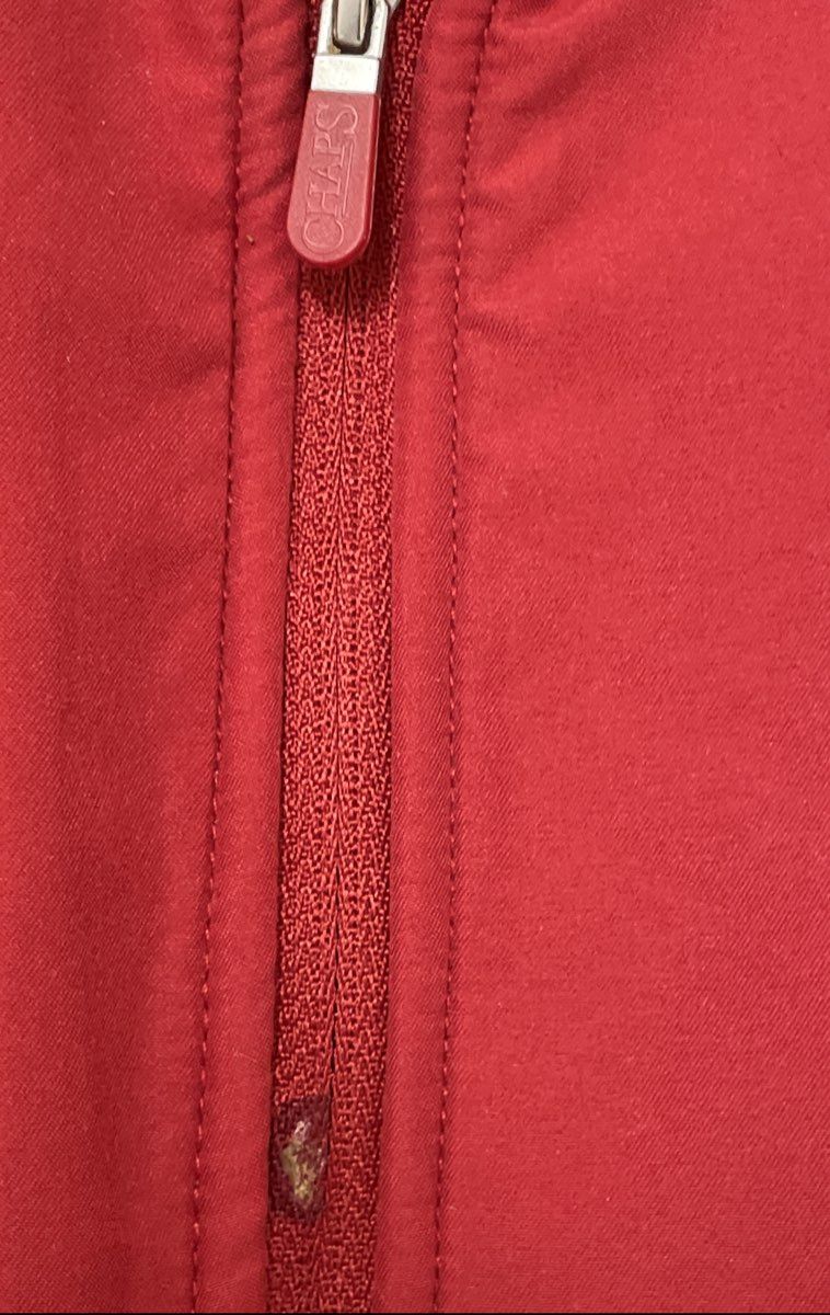 Chaps Men's Red Full Zip Fleece Vest Colorblock Yoke Pockets Size L