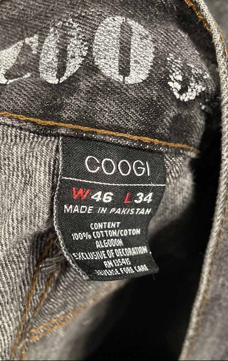 Coogi Men's Black Jeans Vintage Y2K Embroidered Patches Baggy Loose Fit Sz 46x34