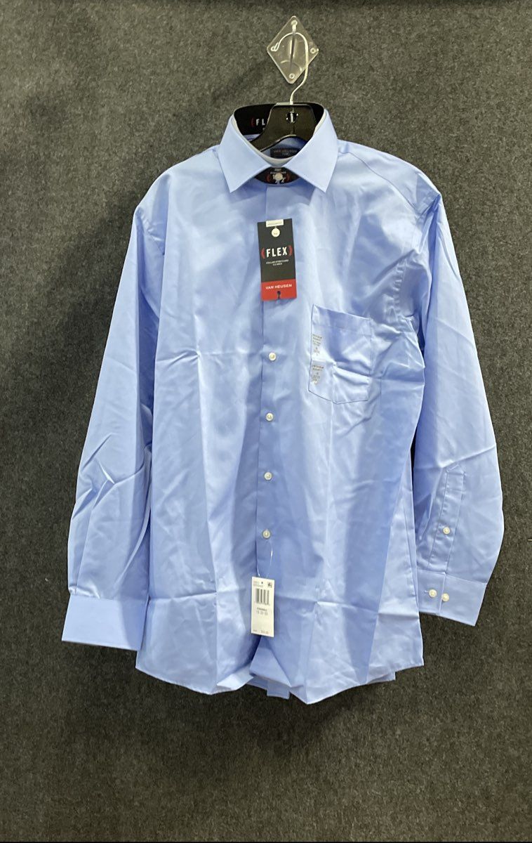 Van Heusen Men's Periwinkle Flex Collar Regular Fit Dress Shirt 16 32/33 NWT