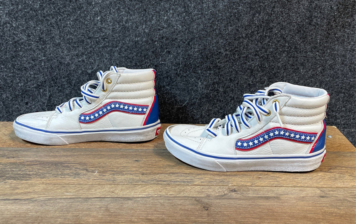 Vans Sk8-Hi White Patriotic Stars Stripes High Top Sneakers Kids Size 3