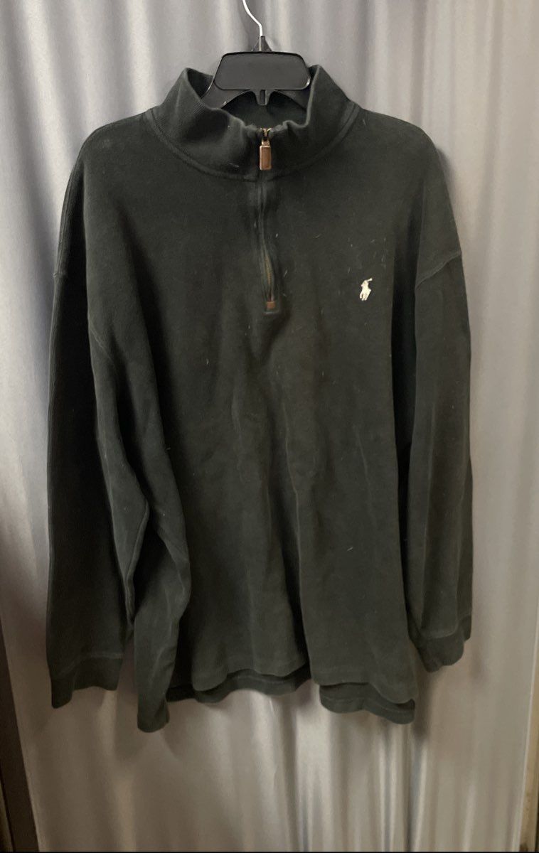 Polo Ralph Lauren Men's Black 1/4 Zip Pullover Mock Neck Pony Logo Sz 2XL Tall