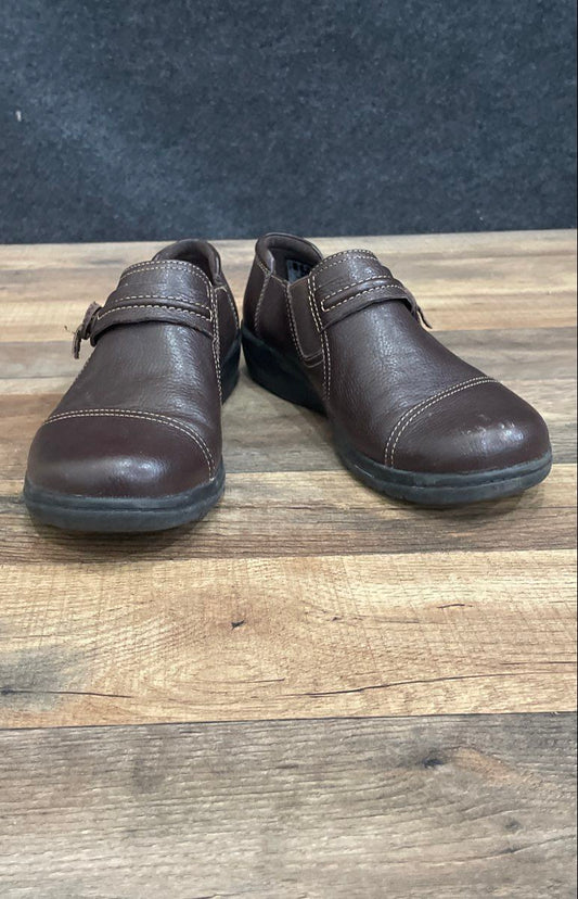 Clarks Collection Ashmont Race Dark Brown Leather Slip-On Loafers Women's Size 8