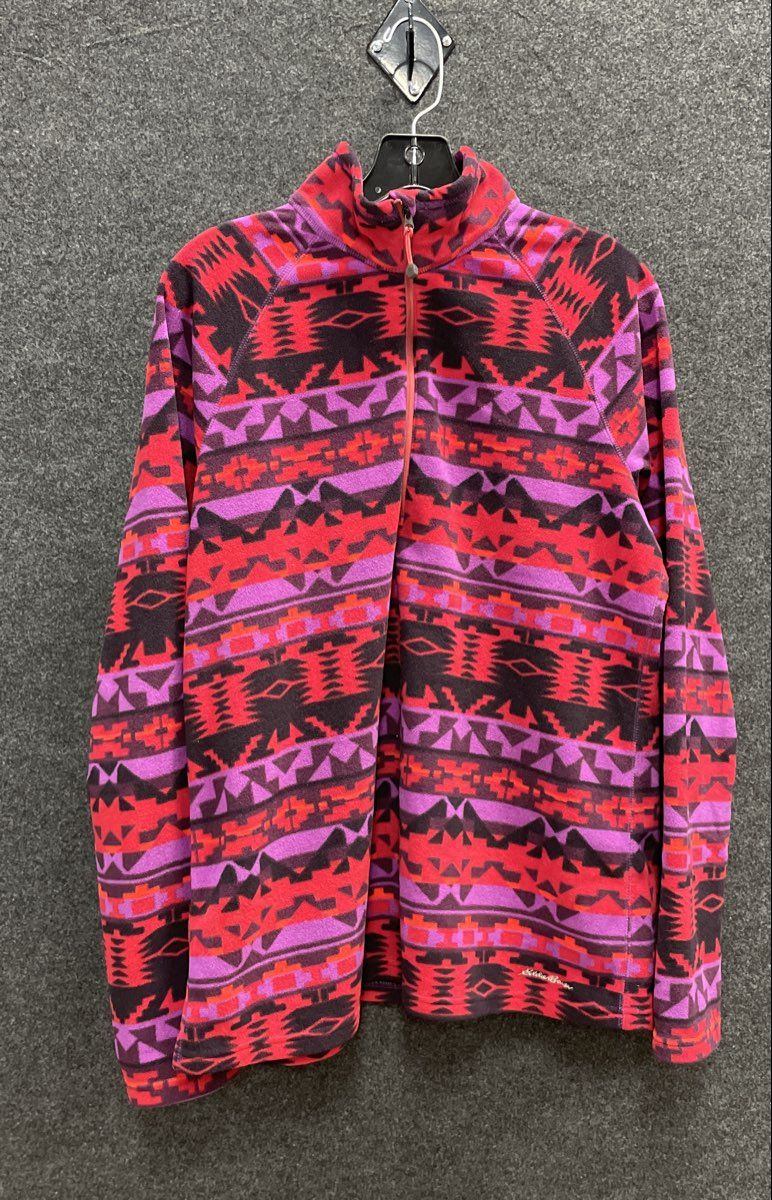 Eddie Bauer Women's Full Zip Fleece Jacket Aztec Geometric Tribal Print Sz TXL