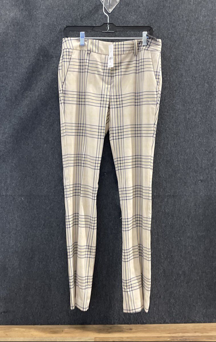 New York & Company Women's Beige Plaid Straight Leg Pants NWT Sz 2 Tall