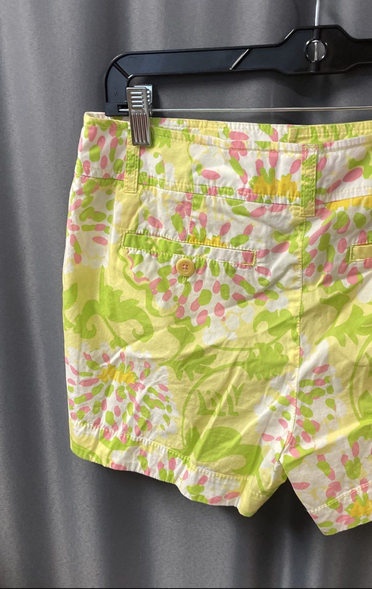 Lilly Pulitzer Women's Yellow Green Floral Jubilee Shorts Size 10