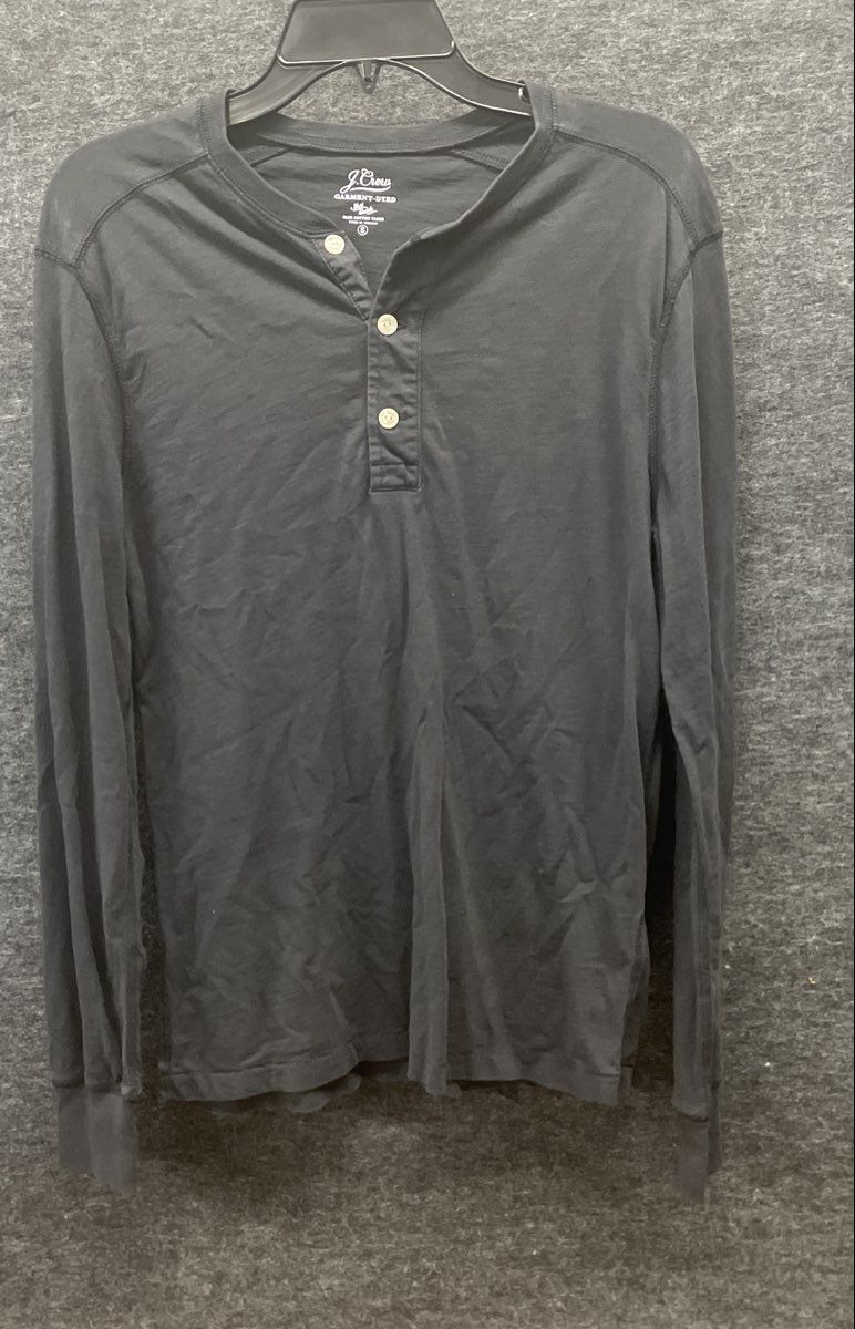 J.Crew Men's Lot of 2 Garment-Dyed Long Sleeve Henley Shirts Gray Black Sz S