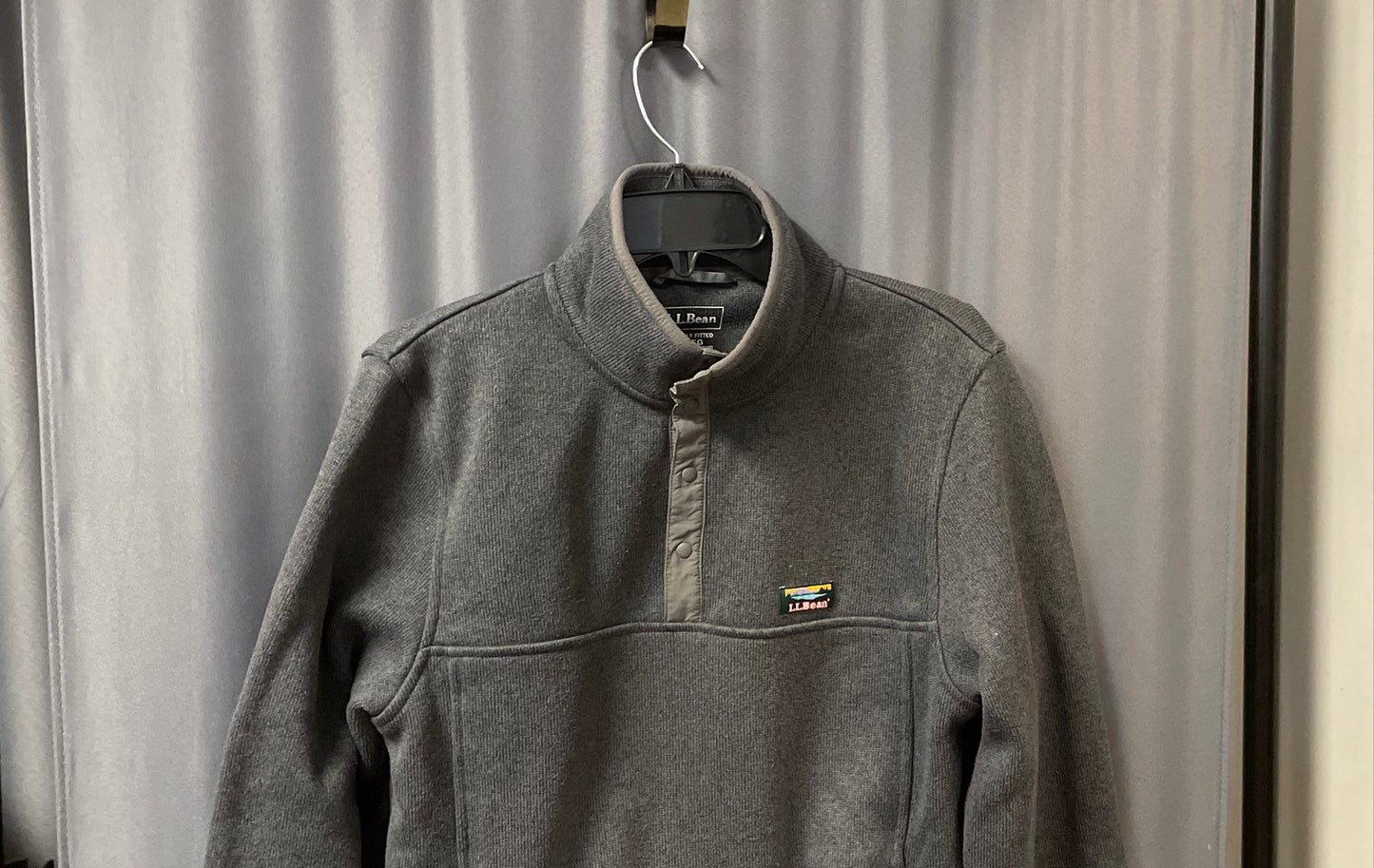 L.L. Bean Men's Gray Sweater Fleece 1/4 Snap Pullover Slightly Fitted Sz S